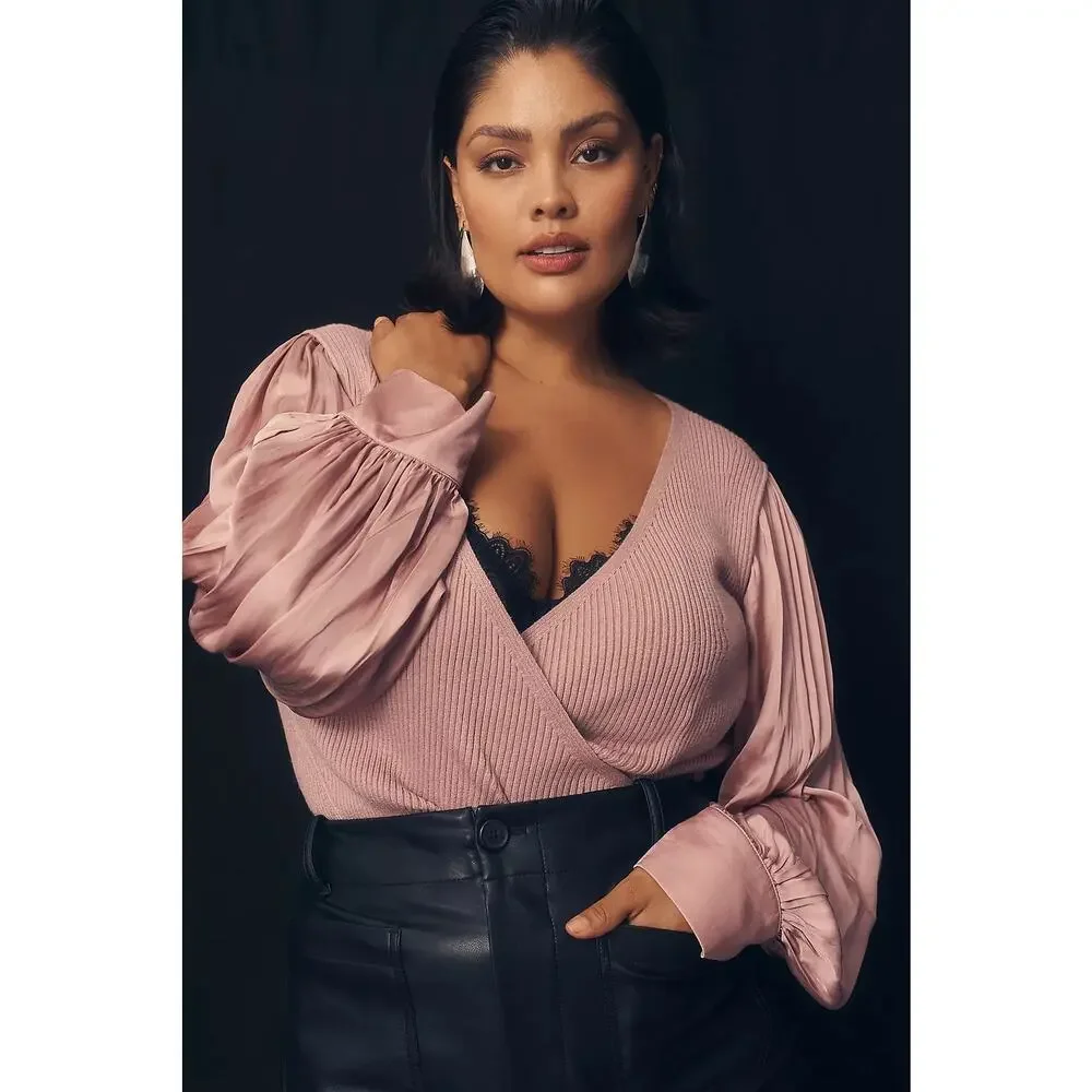 Anthropologie Twofer Faux Wrap Sweater NWT - Picture 2 of 7